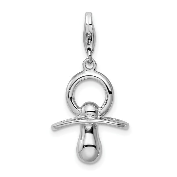 925 Sterling Silver Rhodium-plated Number 3 with Lobster Clasp Charm 
